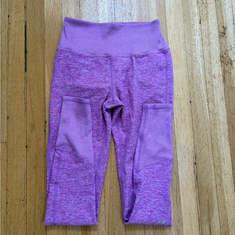 Alo Yoga Alosoft Electric Violet Heather Set lounge leggings size small